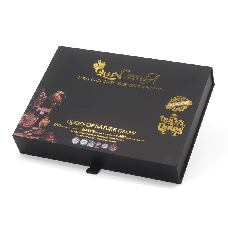 Custom premium caja de chocolate luxury wrapping paper celebration chocolate candy packaging gift box with plastic insert