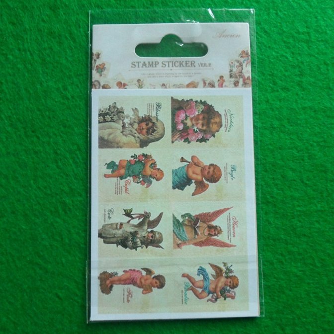 Custom design cartoon self adhesive sticker for kids Wholesale decorative paper postage stamp paper sheets