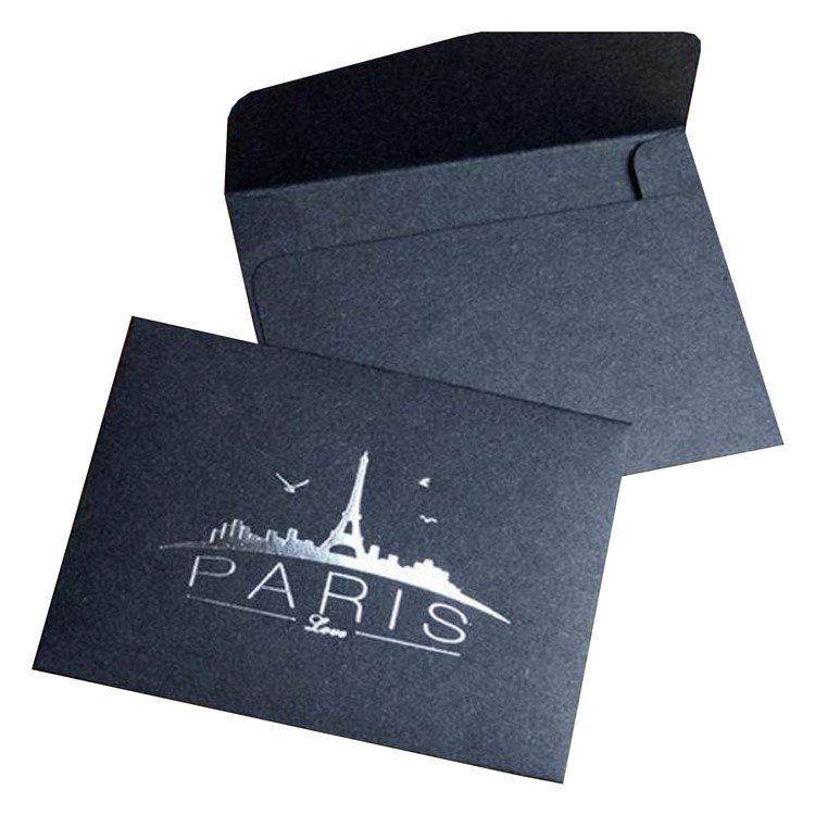 Custom Luxury Black Gold Foil Thank You Card with Envelope and Stickers Greeting Card for Business Wedding