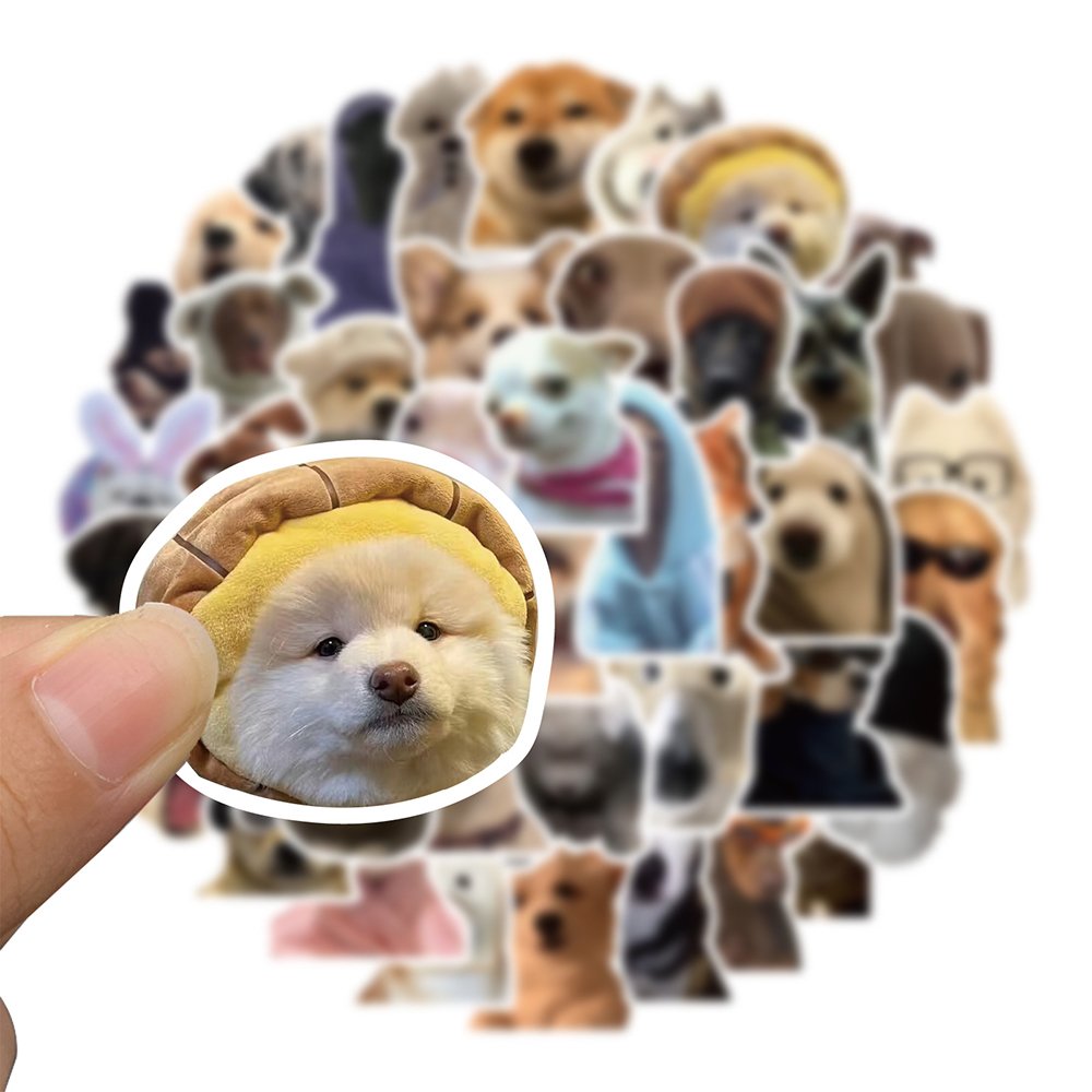 50pcs Kawaii Dog Funny Animal Meme Waterproof Stickers Cute Decals Decoration Diy Skateboard Scrapbook Laptop Fridge Car Toy