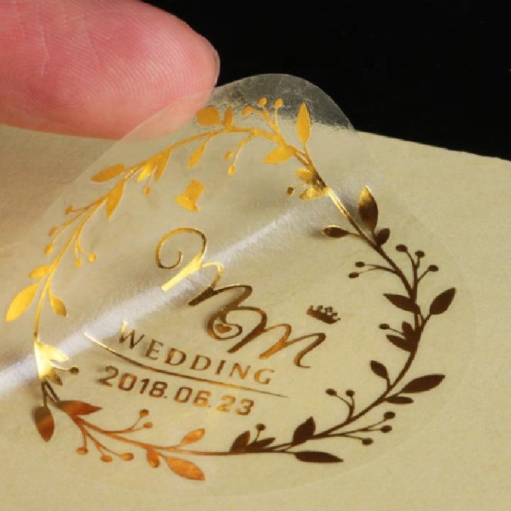 Custom bronzing Self Adhesive Printing Transparent Logo Waterproof Round Sticker Label