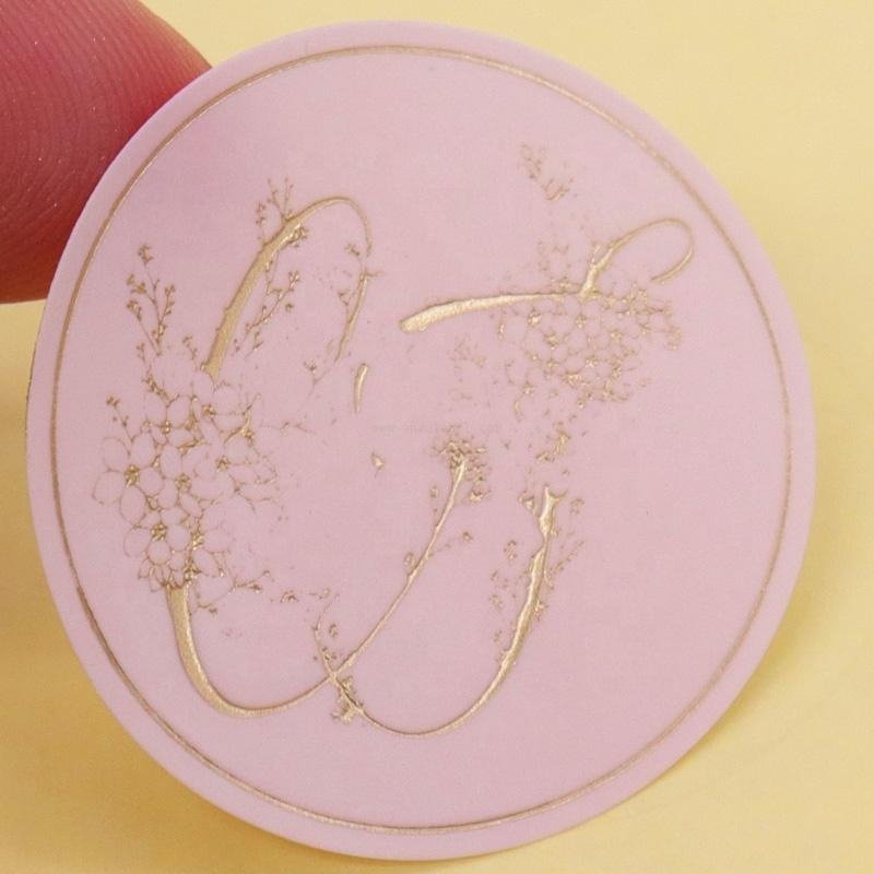 Custom bronzing Self Adhesive Printing Transparent Logo Waterproof Round Sticker Label