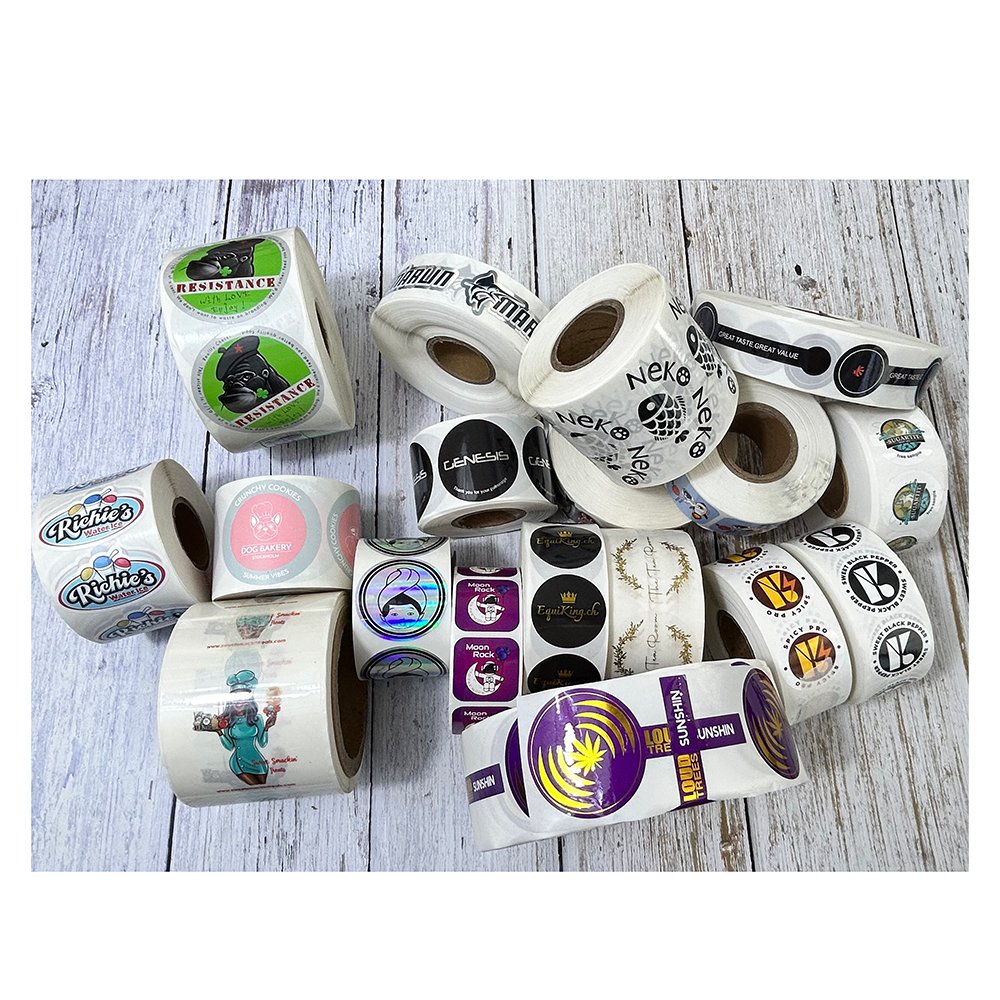 Waterproof Self-Adhesive PP Label Sticker Boxes Cups Paper bags Packaging Roll Label Custom Stickers