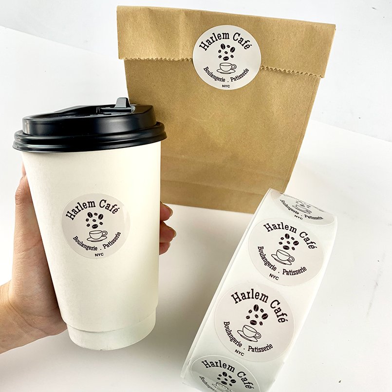 Waterproof Self-Adhesive PP Label Sticker Boxes Cups Paper bags Packaging Roll Label Custom Stickers