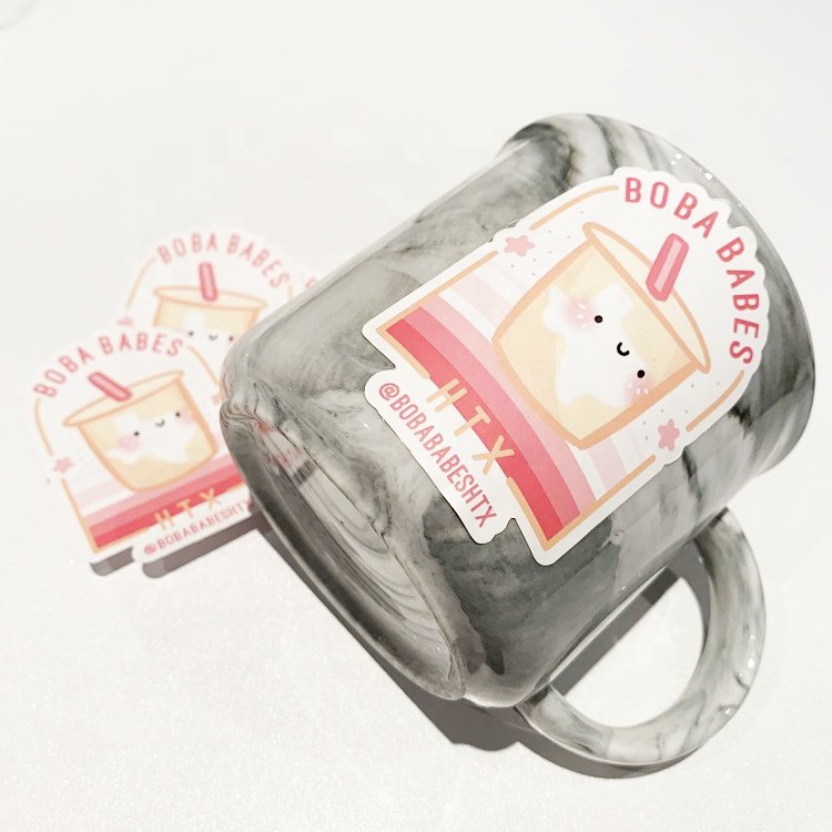 Custom Logo Waterproof Dishwashers Safe High Quality Die Cut Vinyl holo sparkles sticker Glitter Hologram Sticker
