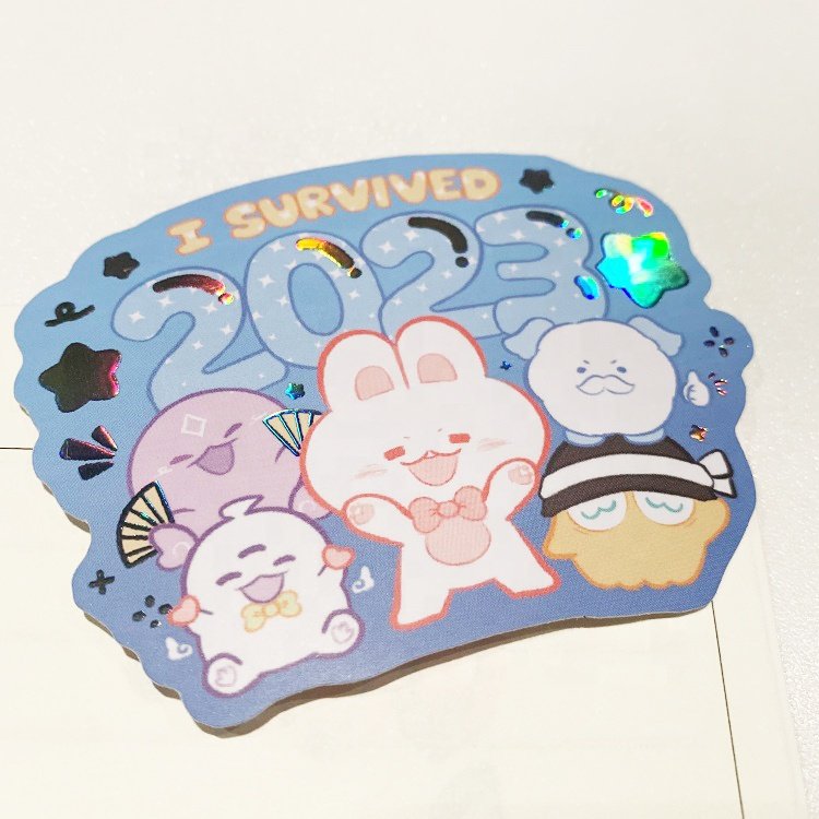 Custom Logo Waterproof Dishwashers Safe High Quality Die Cut Vinyl holo sparkles sticker Glitter Hologram Sticker