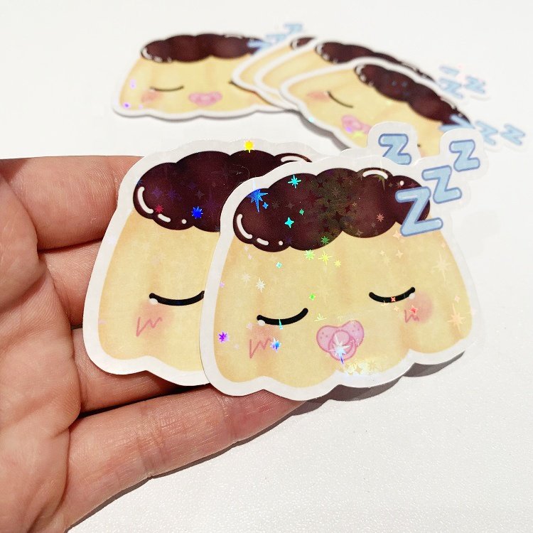 Custom Logo Waterproof Dishwashers Safe High Quality Die Cut Vinyl holo sparkles sticker Glitter Hologram Sticker