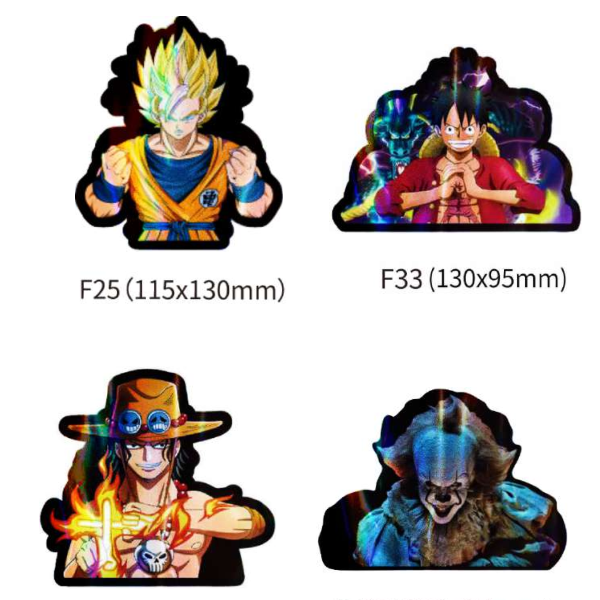Mix Anime Holographic Stickers Chainsaw Man Pochita Holographic Stickers Anime Demon Slayer Laser Anime Waterproof Car Sticker