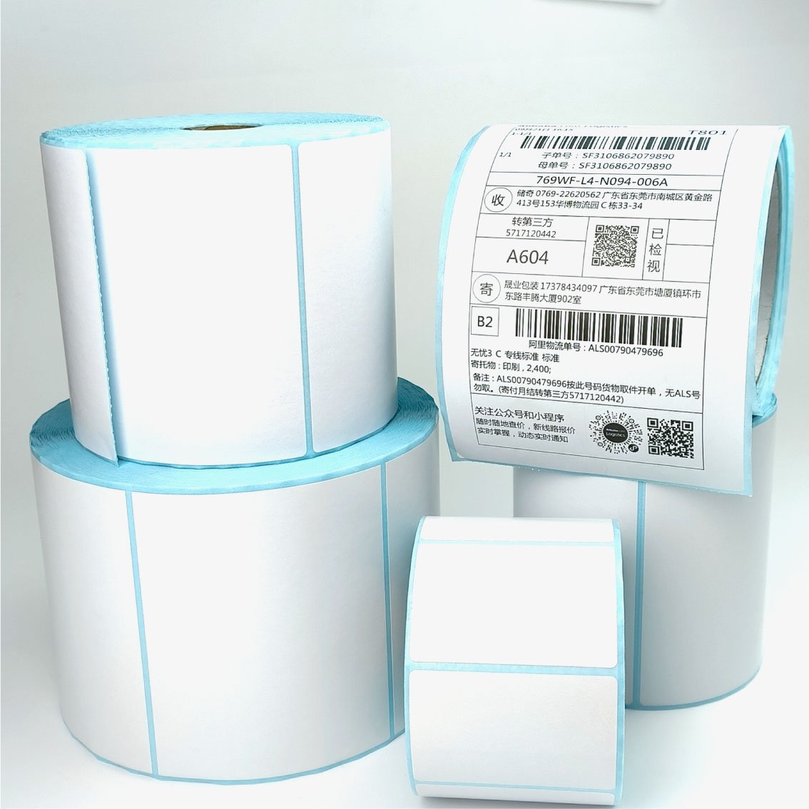 Custom 4x6 inches blank thermal shipping sticker adhesive waterproof 100x150mm 100x50mm 100x80mm thermal label sticker