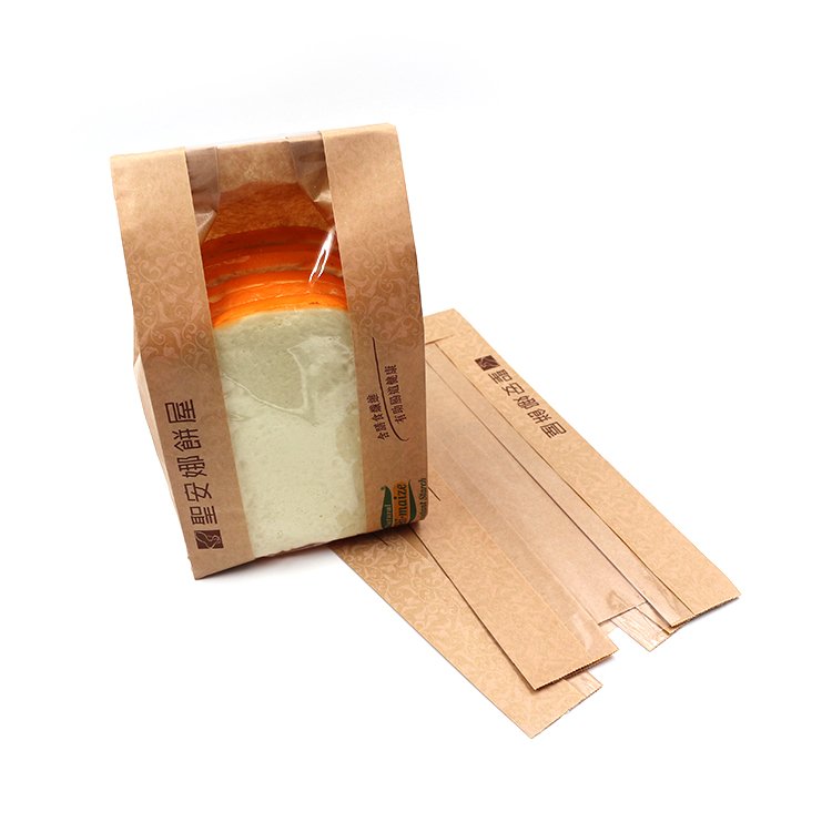 Microwave Popcorn Cartoon Branded Sticker Coated Extra Large Toast Bread Roll Kraft Paper Bag With Logo Print
