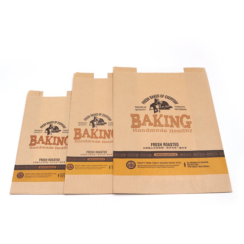 Microwave Popcorn Cartoon Branded Sticker Coated Extra Large Toast Bread Roll Kraft Paper Bag With Logo Print
