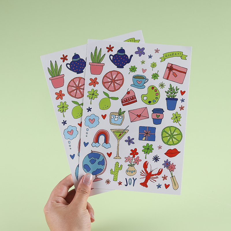 High Quality Custom Printing Cartoon Sticker Vinyl Die Cut Sticker Sheet Removable Kiss Cut Vinyl Stickers Sheet