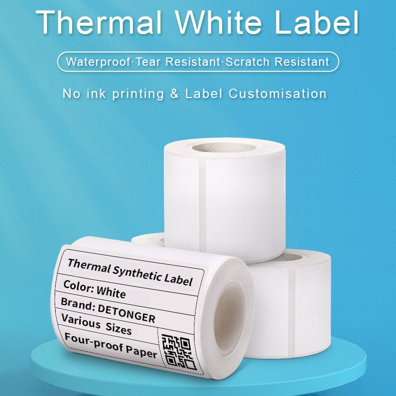 Detonger Thermal self-adhesive blank white label barcode qr code pricetag waterproof oilproof tear resistant sticker labels