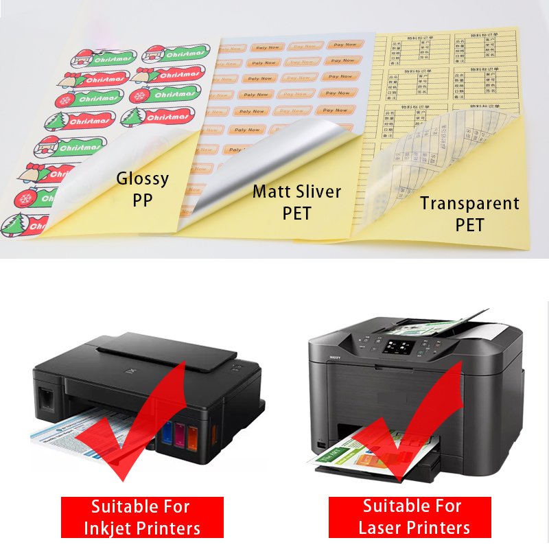 Printable clear self adhesive Waterproof Printable A4 Clear Transparent Glossy Vinyl Photo Sticker Paper For Inkjet Printer