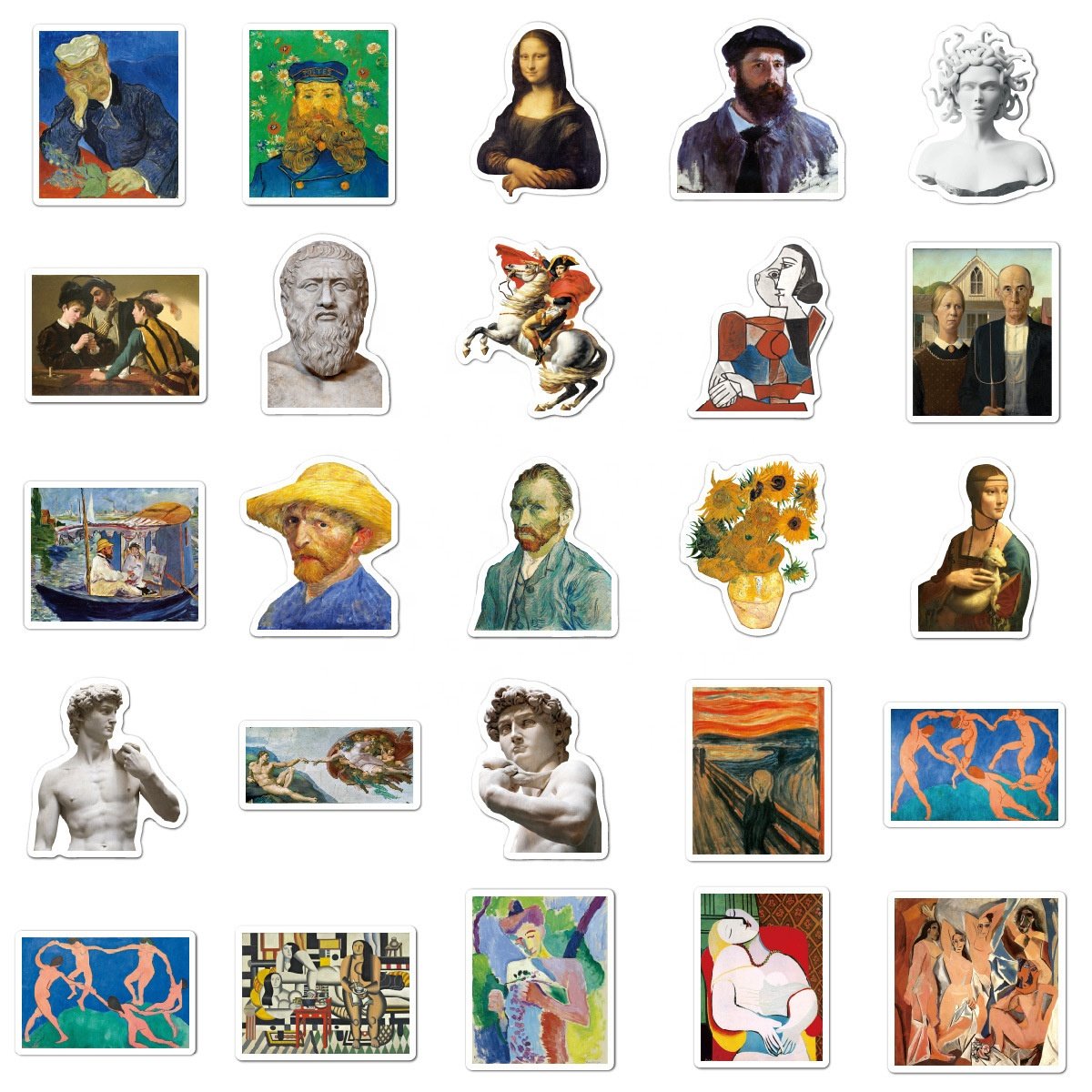 52Pcs Van Gogh Art Painting Graffiti Stickers For Girl Account Notebook Phone Case Bottle Cup Laptop Sticker Decorative