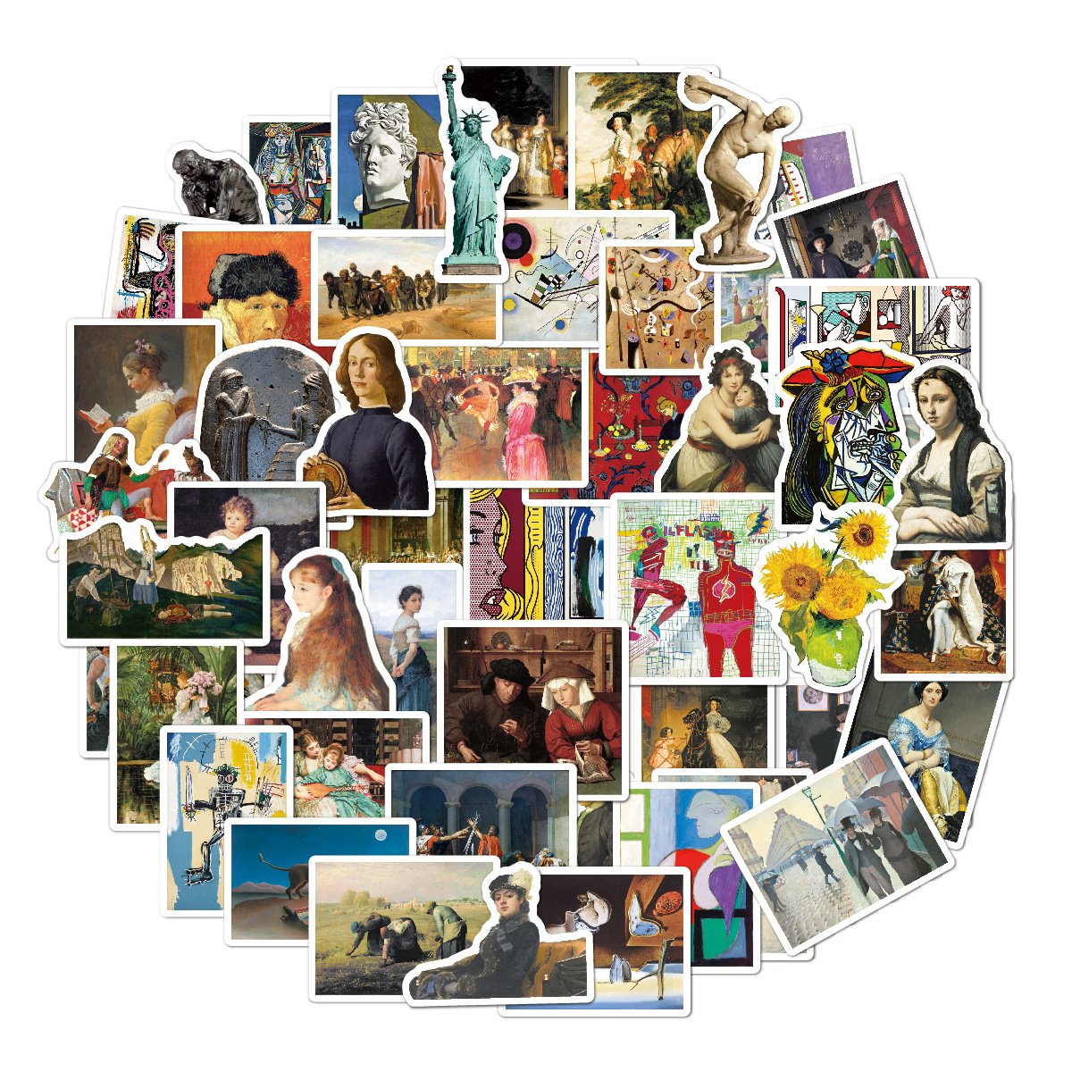 52Pcs Van Gogh Art Painting Graffiti Stickers For Girl Account Notebook Phone Case Bottle Cup Laptop Sticker Decorative