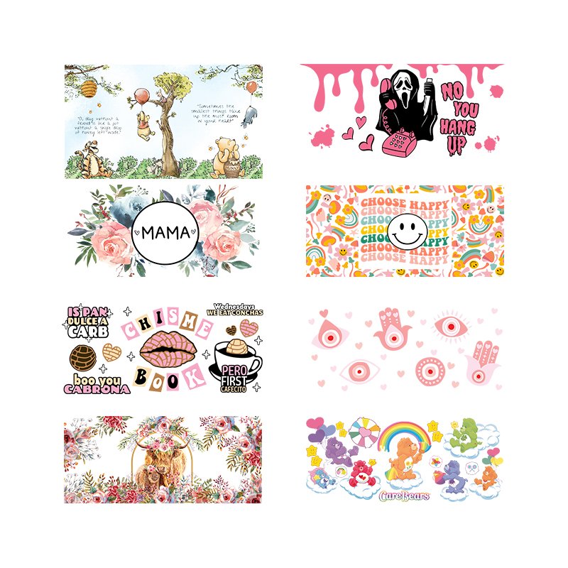 Wholesale Ready to Ship UV DTF Cup Wrap Transfers Stickers for 20oz 40oz Cups Tumbler Libbey Glass Cans