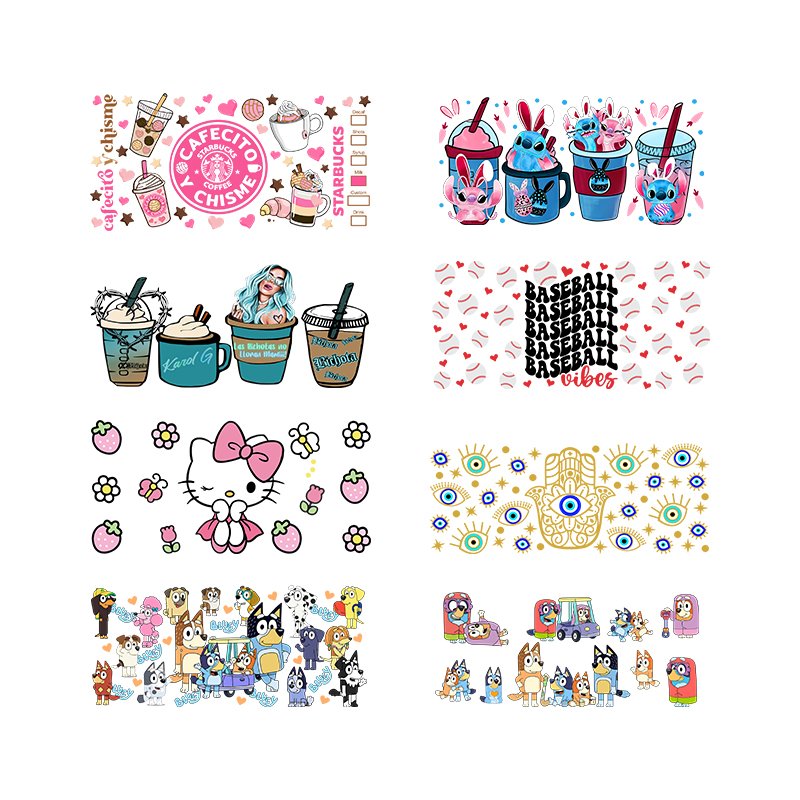 Wholesale Ready to Ship UV DTF Cup Wrap Transfers Stickers for 20oz 40oz Cups Tumbler Libbey Glass Cans