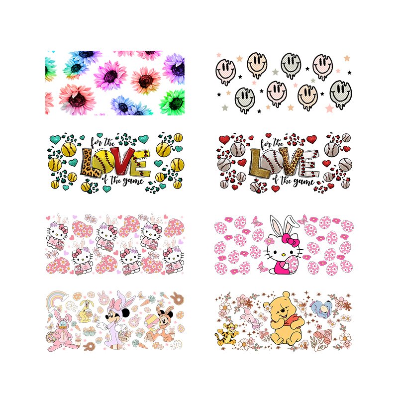 Wholesale Ready to Ship UV DTF Cup Wrap Transfers Stickers for 20oz 40oz Cups Tumbler Libbey Glass Cans