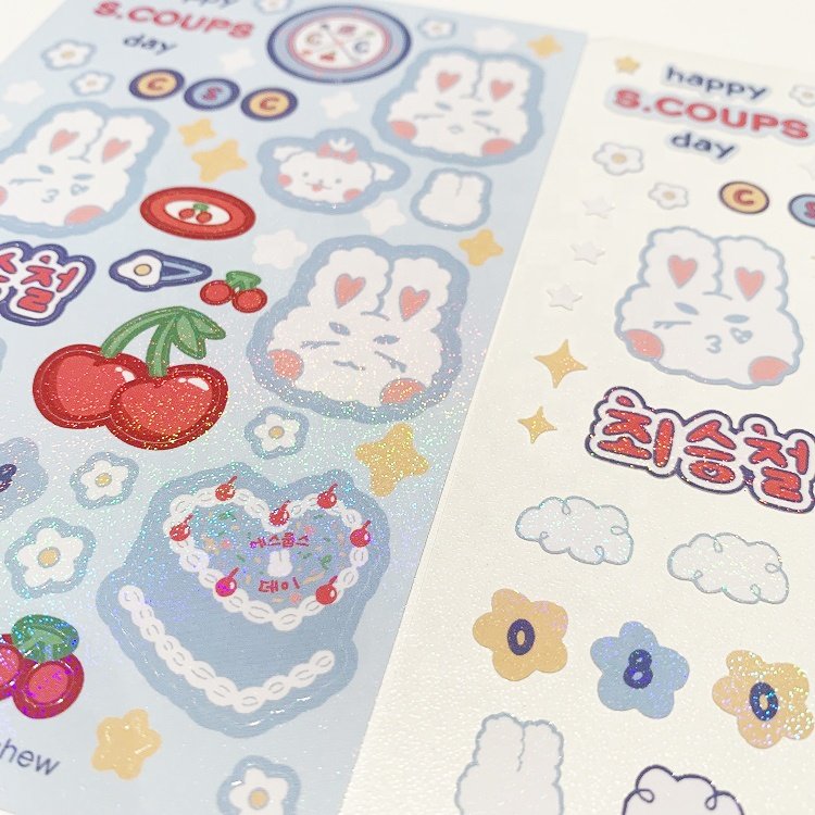 Custom Print 150D Sand Star Holographic Overlay Mini Seal Clear Transparent Sticker Sheets
