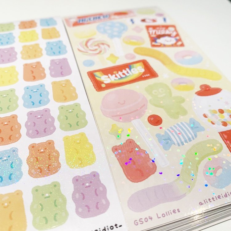 Custom Print 150D Sand Star Holographic Overlay Mini Seal Clear Transparent Sticker Sheets