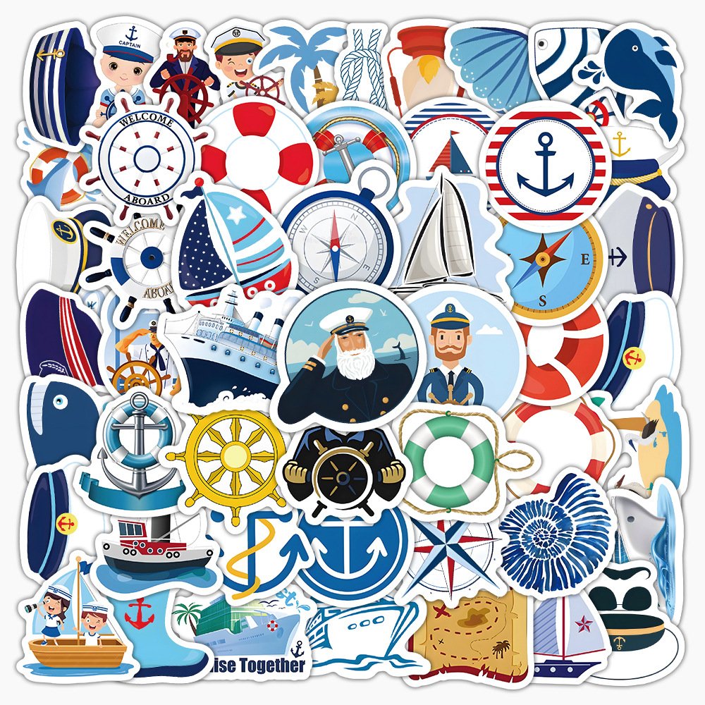100PCS World sailing naval adventure yacht sailboat compass nautical sticker