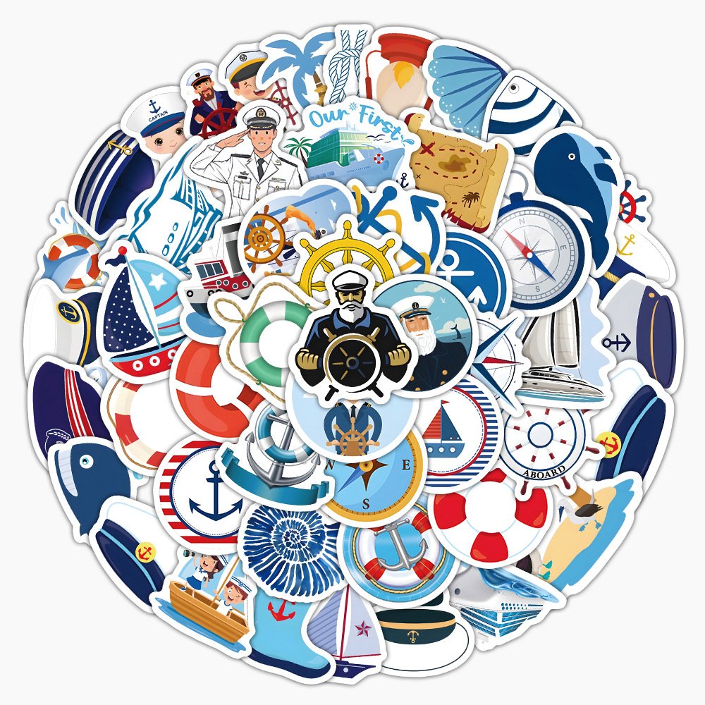 100PCS World sailing naval adventure yacht sailboat compass nautical sticker