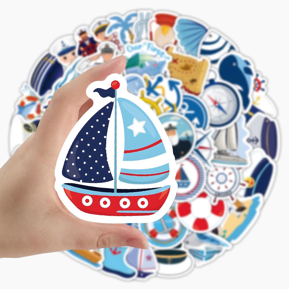100PCS World sailing naval adventure yacht sailboat compass nautical sticker