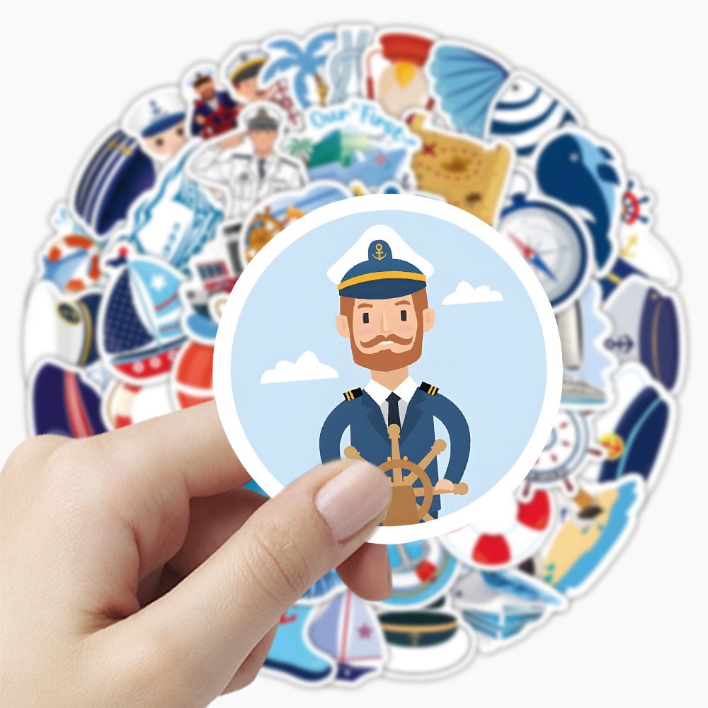 100PCS World sailing naval adventure yacht sailboat compass nautical sticker