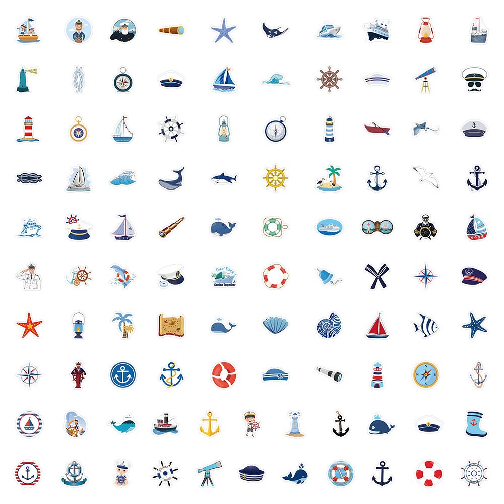 100PCS World sailing naval adventure yacht sailboat compass nautical sticker