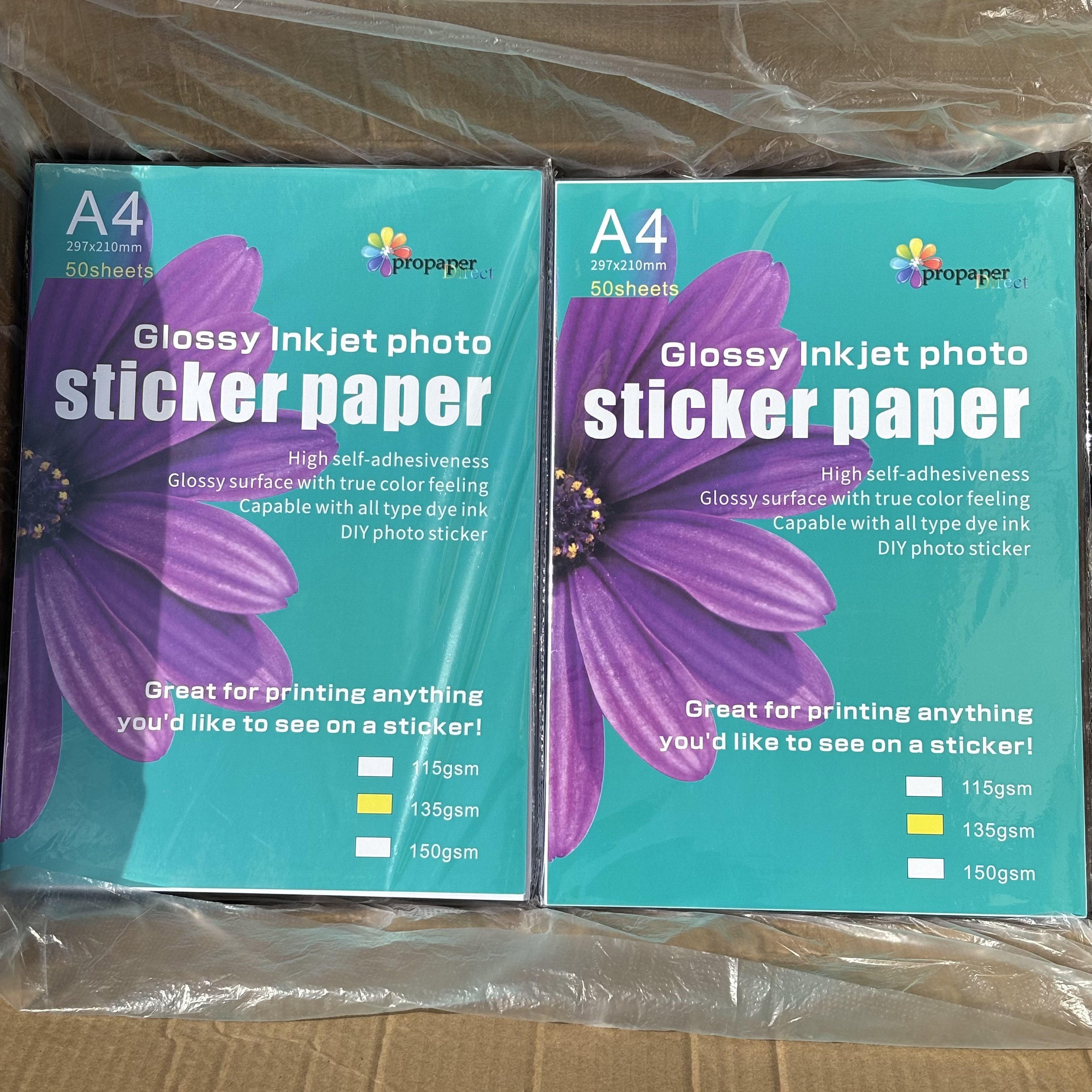 8.5 "x11" printed waterproof self-adhesive glossy label paper 135gsm A4 Size Vinyl Sticker Photo Paper for inkjet printer
