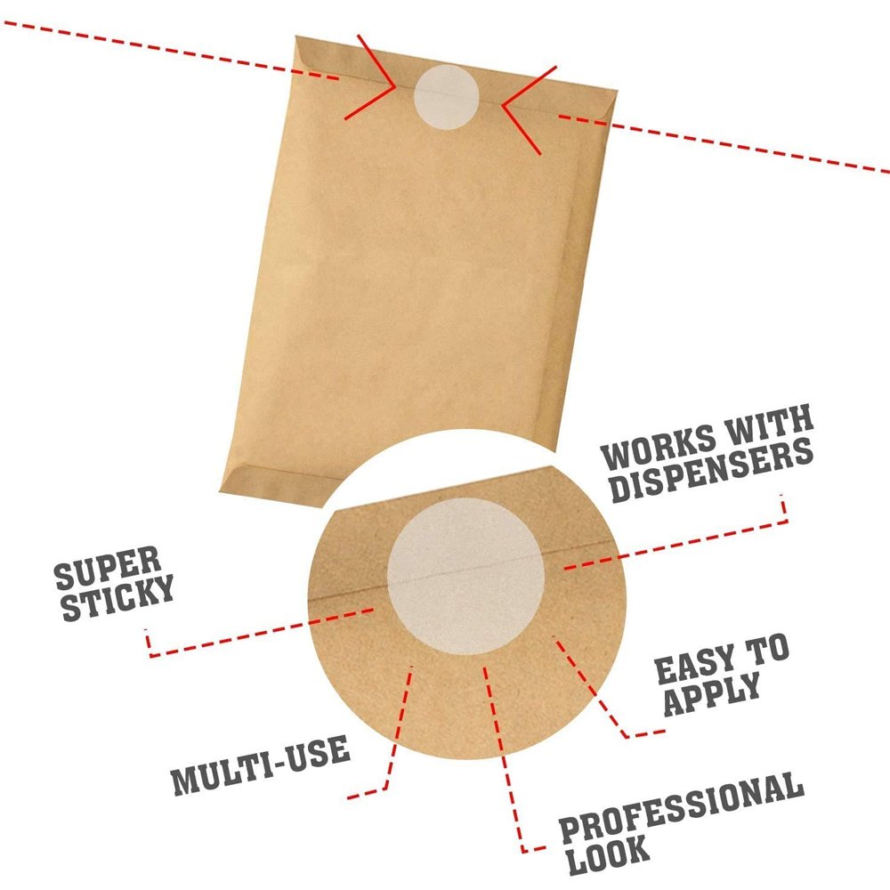 Vinyl PVC Transparent Blank Glossy Circle Dots Envelope Mailing Round Clear Wafer Seal Sticker For Paper Box, Bag, Gift Package