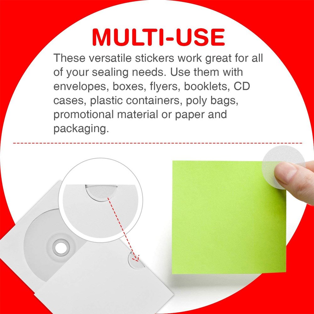 Vinyl PVC Transparent Blank Glossy Circle Dots Envelope Mailing Round Clear Wafer Seal Sticker For Paper Box, Bag, Gift Package
