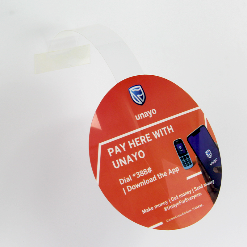 Custom High Quality pop wobbler Shelf Wobbler High Quality Shelf Display Wobbler Sticker With Plastic Swing