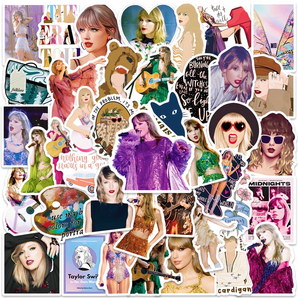 50Pcs Famous Taylor swift Concert Album Graffiti Stickers For Girls Fans Guitar Bottle Waterproof Midnights Sticker