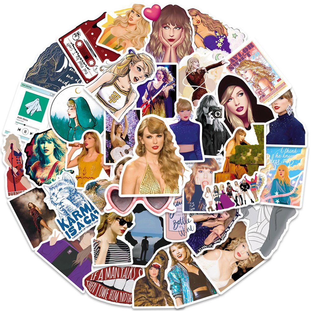 50Pcs Famous Taylor swift Concert Album Graffiti Stickers For Girls Fans Guitar Bottle Waterproof Midnights Sticker
