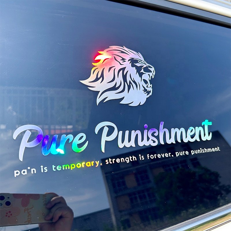 Weatherproof Laser Rainbow Effect Vehicle 3D Lettering Holographic Decals Customized Logo UV Transfer Vinyl Car Window Stickers