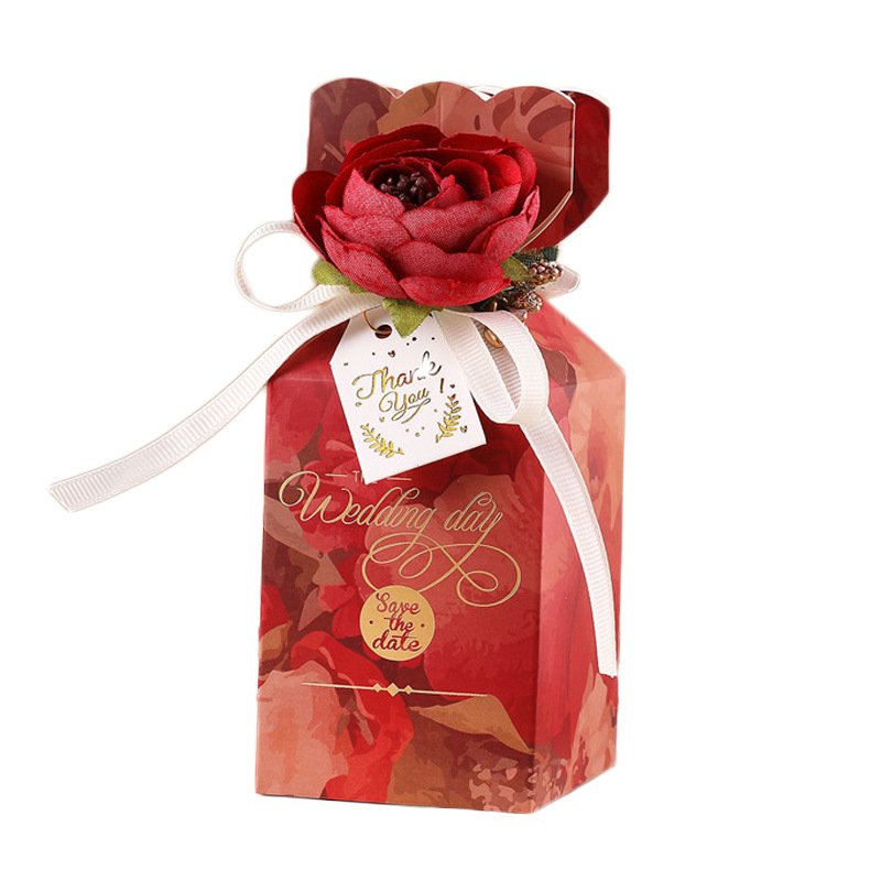 Best selling Wedding Favors Candy boxes Flower design Gift Packaging Box Paper Gift Candy Boxes with Ribbon