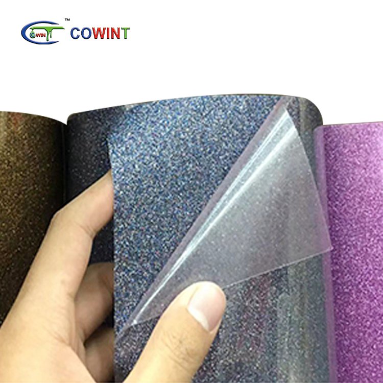 Cowint custom logo heat press stickers vinyl roll patch glitter gold shiny reflective heat transfer vinyl sticker for t shirts