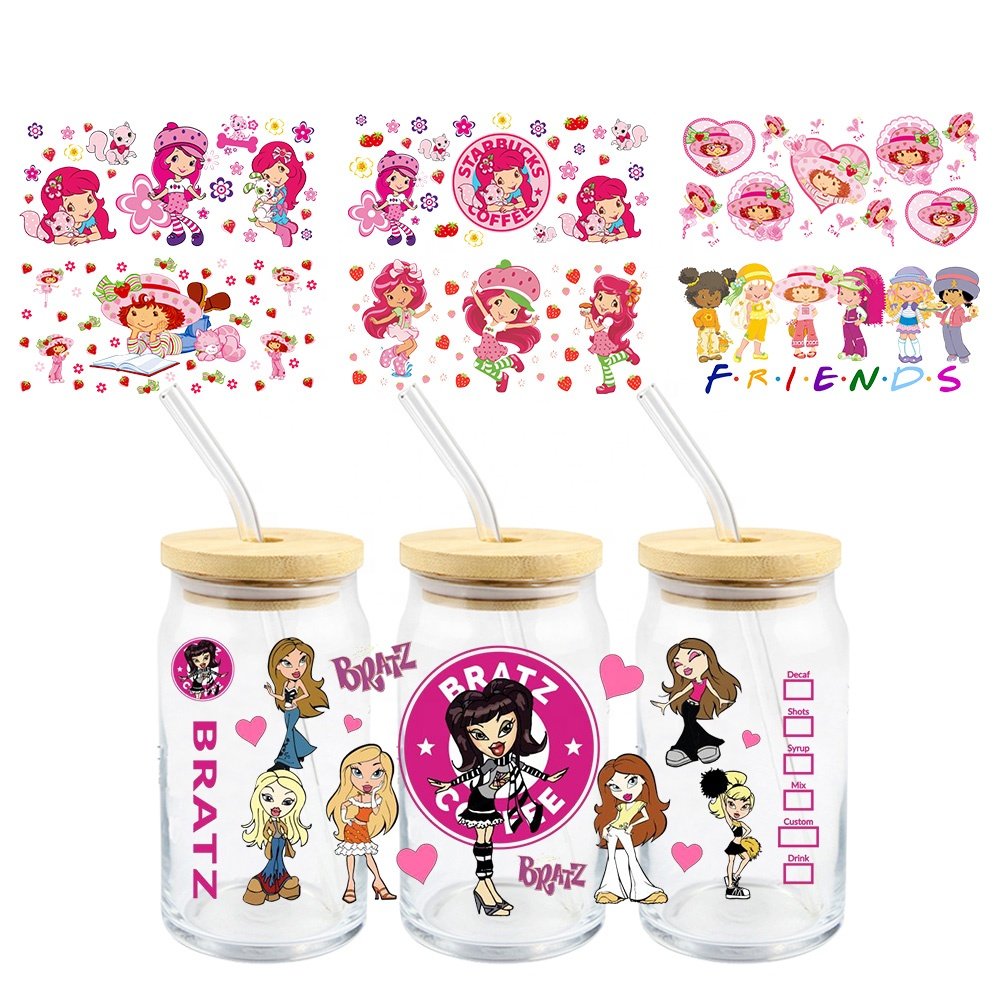 MIYA Hot Sale Baseball Designs Popular Cartoon Custom Decal Label UV DTF Cup Wrap Transfer Sticker for 16oz Glass Cups