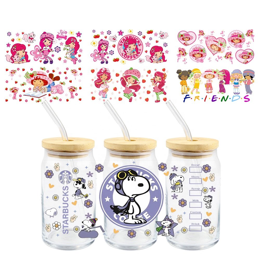 MIYA Hot Sale Baseball Designs Popular Cartoon Custom Decal Label UV DTF Cup Wrap Transfer Sticker for 16oz Glass Cups