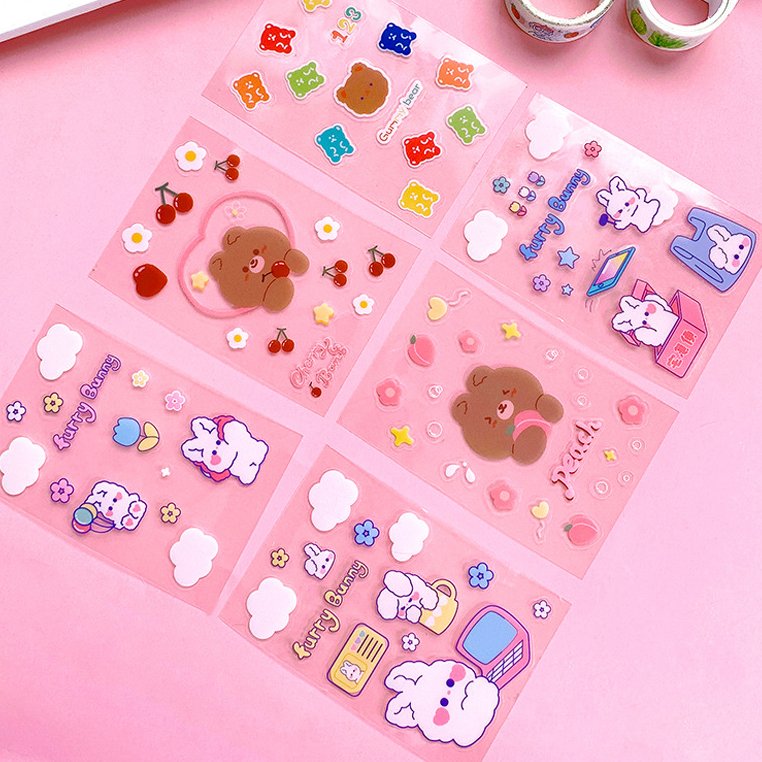 Custom Cute Diary DIY Planner Kawaii Sticky Stickers Set Decorative Back To School Stationery Scrapbooking Sticker Supplies