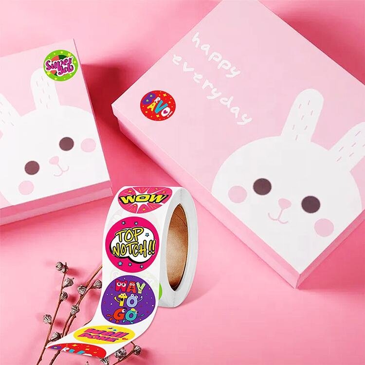 1inch round roll paper label stickers printing school reward stickers for kids teachers