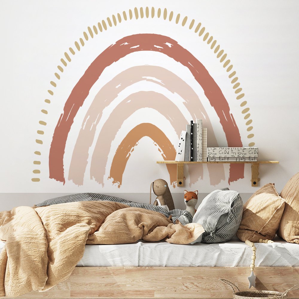 Funlife Boho Rainbow Wall Decal For Kid Room Wall Art Sticker Peel and Stick Wall Decals for Kids Room Nursery