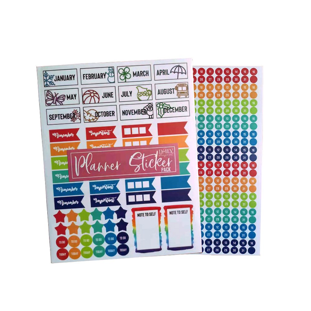 Custom Colorful Kiss Cut Adhesive Planner A4 A5 A6 Sticker Sheet Daily Planner Sticker