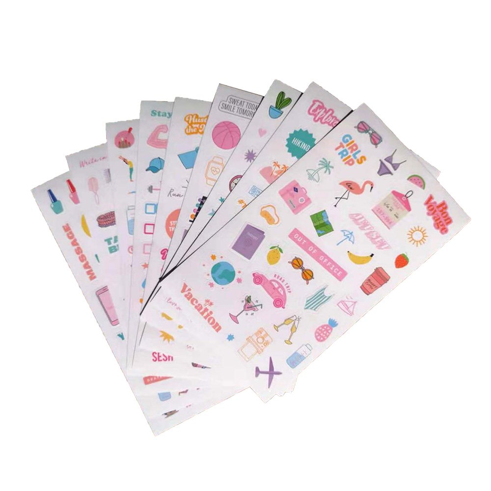 Custom Colorful Kiss Cut Adhesive Planner A4 A5 A6 Sticker Sheet Daily Planner Sticker