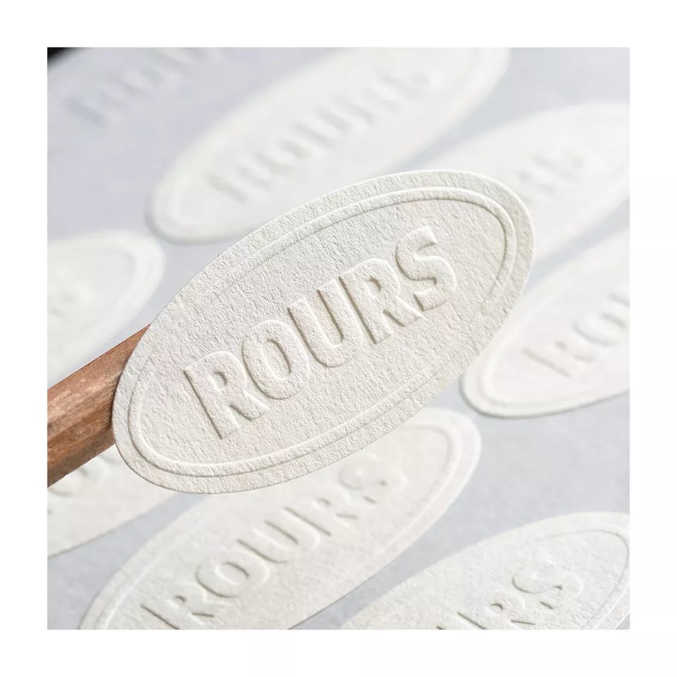 Wholesale printing sizes self adhesive embossed sticker custom rough flower shop dessert sticker