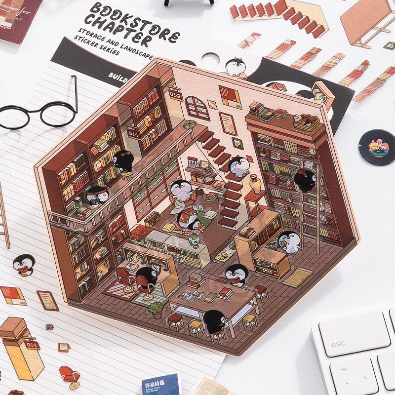 Simno Korean Style Cute Stationery Supplies 3D Effect Make A Shop Sticker Scene DIY Scrapbooking Supplies Art Craft (Gen 1.0)