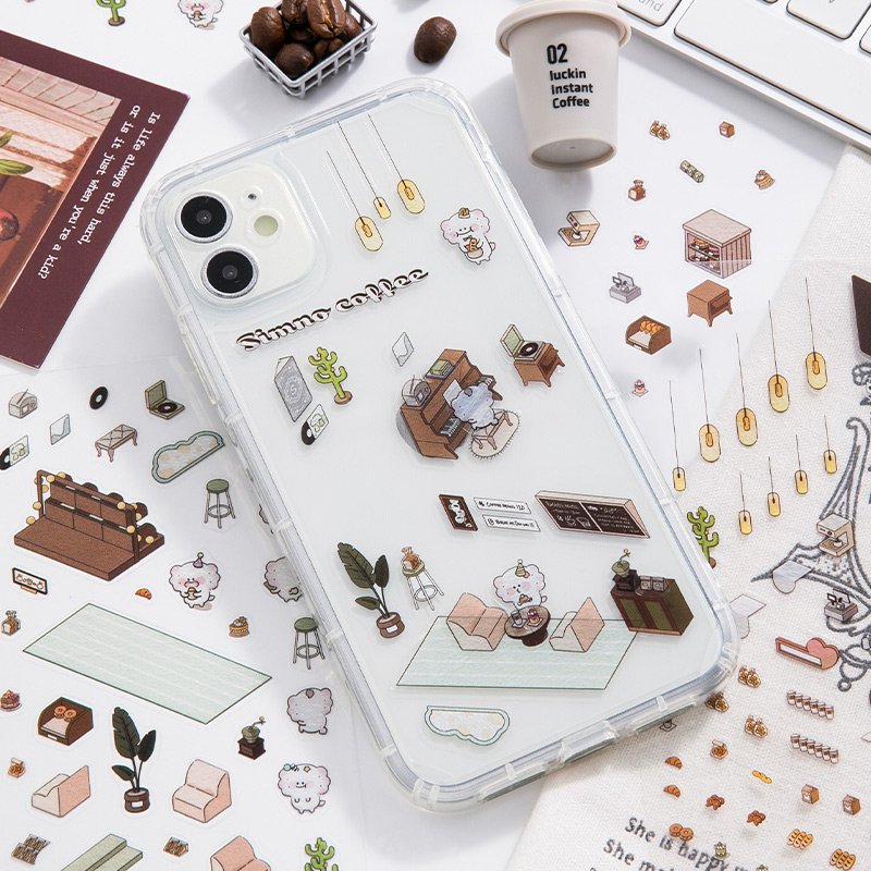 Simno Korean Style Cute Stationery Supplies 3D Effect Make A Shop Sticker Scene DIY Scrapbooking Supplies Art Craft (Gen 1.0)