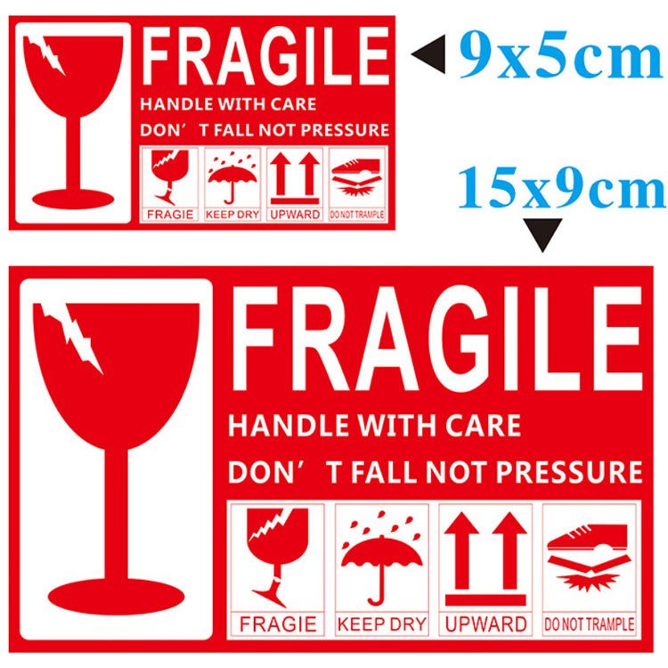 High quality Custom Printed Fragile label Sticker Vinyl Label Sticker Strong Adhesive Warning Stickers
